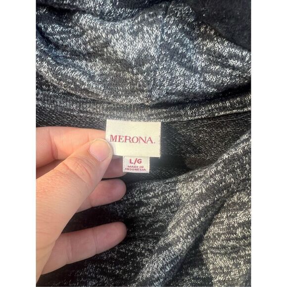 Merona Grey & Black Cowl Neck Long Sleeve Top Woman’s Size Large - Picture 6 of 11